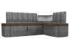Кухонный диван с левым углом Тефида Экокожа 205х144х84 Черный/Белый (без декор. подушек)