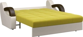 Диван-кровать Мадрид 1.8 оливковый/беж кожзам/ коричневая накладка 215х107х90 (без декор. подушек)