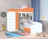 Кровать-чердак Кадет 2 с металлической лестницей Белый/Оранжевый 90х200