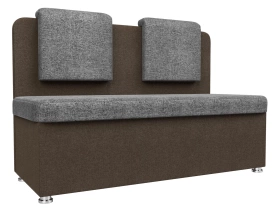 Кухонный прямой диван Маккон 2-х местный Рогожка Серый/Коричневый 125х54х89 (без декор. подушек)