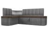 Кухонный диван с левым углом Тефида Рогожка 205х144х84 Коричневый/Серый (без декор. подушек)