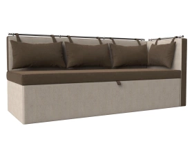 Кухонный диван Метро с углом Рогожка Коричневый/Бежевый 188х64х88