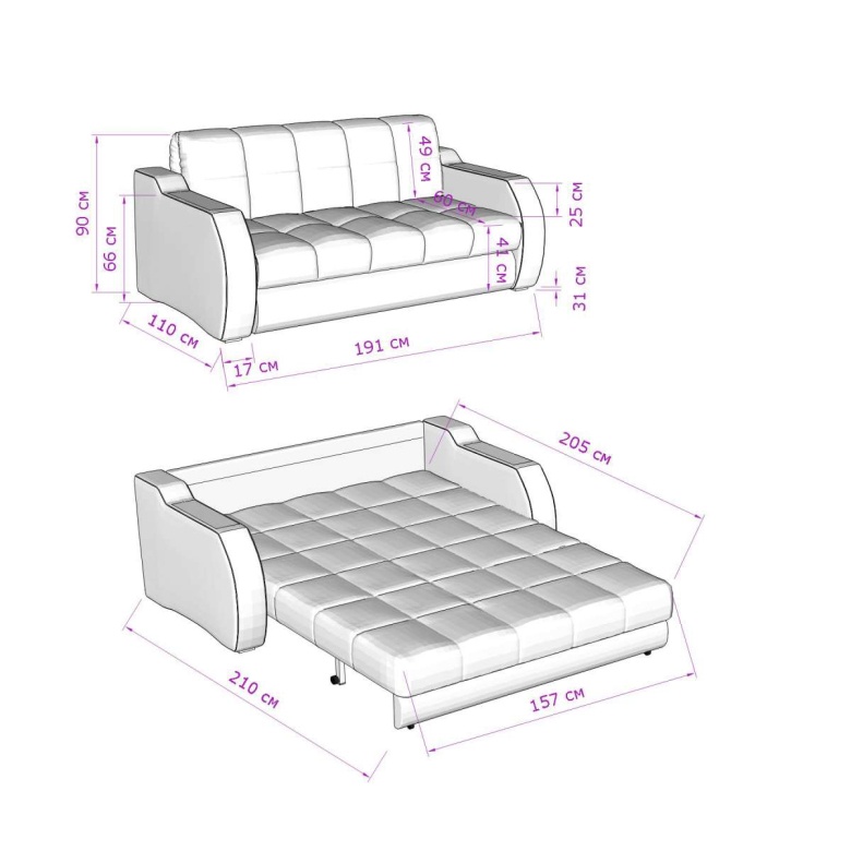 Диван книжка стандартные размеры спального места