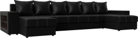 П-образный диван Дубай Экокожа 352х163х90 Черный (без декор. подушек)