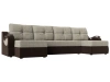 П-образный диван Меркурий Экокожа 304х150х88 Белый/Черный (без декор. подушек)