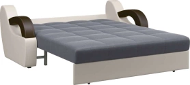 Диван-кровать Мадрид 1.8 серый/беж кожзам/ коричневая накладка 215х107х90 (без декор. подушек)