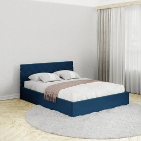 Кровать 140х200 c подъемным механизмом и местом для хранения Техас темно-синий