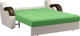 Диван-кровать Мадрид 1.8 зеленый/беж кожзам/ коричневая накладка 215х107х90 (без декор. подушек)