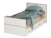 Кровать Сакура с основанием 90х200 Дуб сонома/Белый