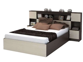 Кровать БАССА с прикроватным блоком 160х200 Белфорт/Венге