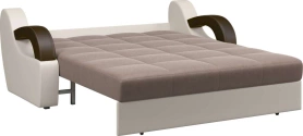 Диван-кровать Мадрид 1.4 коричневый/беж кожзам/ коричневая накладка 177х107х90 (без декор. подушек)