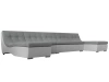 П-образный модульный диван Монреаль Long Рогожка/Экокожа 382х172х78 Серый/Белый (без декор. подушек)