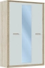 Шкаф трехстворчатый с зекалом Элегия ШК-154 143х53х212 дуб сонома/белый глянец