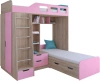 Кровать двухъярусная Астра 4 80х195 сонома/розовый