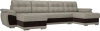 П-образный диван Нэстор Корфу/Микровельвет 328х147х75 Серый/Коричневый (без декор. подушек)