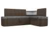 Кухонный диван с правым углом Тефида Рогожка 205х144х84 Серый/Коричневый (без декор. подушек)