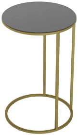 Стол придиванный Калифорния Остин Glass 45х45х71 черная лакобель/золото