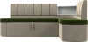Кухонный диван с правым углом Тефида Микровельвет 205х144х84 Зеленый/Бежевый (без декор. подушек)