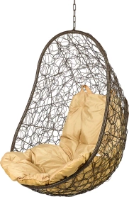 Кресло подвесное без стойки BiGarden "Easy", коричневое бежевая подушка