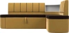 Кухонный диван с правым углом Тефида Микровельвет 205х144х84 Коричневый/Желтый (без декор. подушек)