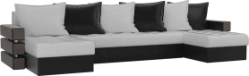 П-образный диван Венеция Экокожа 300х150х85 Белый/Черный