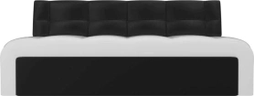 Кухонный прямой диван Люксор Экокожа Белый/Черный 200х63х83 (без декор. подушек)