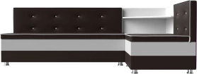 Кухонный диван с правым углом Милан Экокожа 159х110х80 Коричневый/Белый (без декор. подушек)