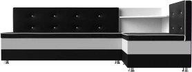 Кухонный диван с правым углом Милан Экокожа 159х110х80 Черный/Белый (без декор. подушек)