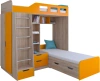 Кровать двухъярусная Астра 4 80х195 сонома/оранжевый