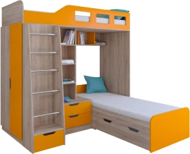 Кровать двухъярусная Астра 4 80х195 сонома/оранжевый