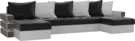 П-образный диван Венеция Экокожа 300х150х85 Черный/Белый