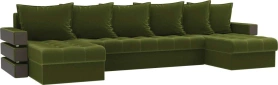 П-образный диван Венеция Микровельвет 300х150х85 Зеленый