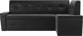 Кухонный диван с правым углом Деметра Экокожа 200х120х82 Черный (без декор. подушек)