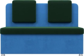 Кухонный прямой диван Маккон 2-х местный Велюр Зеленый/Голубой 125х54х89 (без декор. подушек)