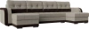 П-образный диван Марсель Экокожа 299х154х93 Белый/Черный (без декор. подушек)