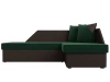 Диван угловой правый Андора Велюр/Экокожа 205х153х75 Зеленый/Коричневый