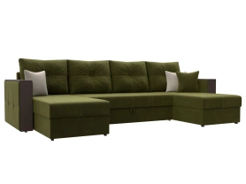 П-образный диван Валенсия Микровельвет 299х155х93 Зеленый
