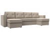 П-образный диван Принстон Велюр 314х151х90 Бирюзовый (без декор. подушек)