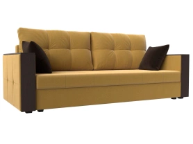 Прямой диван Валенсия Лайт 225х85х79 желтый/коричневый