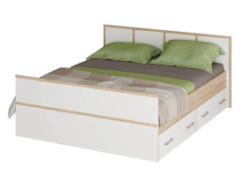 Кровать Сакура с основанием 160х200 Дуб сонома/Белый