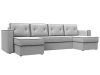 П-образный диван Принстон Велюр 314х151х90 Черный/Серый (без декор. подушек)