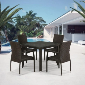 Комплект плетеной мебели T257A/YC379A-W53 (4+1) + подушки на стульях Коричневый
