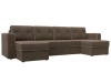 П-образный диван Принстон Рогожка 314х151х90 Серый/Коричневый (без декор. подушек)