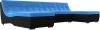 П-образный модульный диван Монреаль Long Рогожка/Экокожа 382х172х78 Серый/Черный (без декор. подушек)