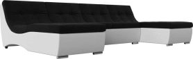 П-образный модульный диван Монреаль Микровельвет/Экокожа 306х171х84 Черный/Белый (без декор. подушек)