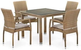 Комплект плетеной мебели T257B/Y379B-W65 (4+1) Светло-коричневый