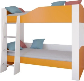 Кровать двухъярусная Астра 2 без ящика Белый/Оранжевый 80х190