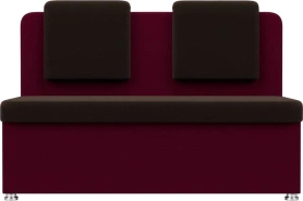 Кухонный прямой диван Маккон 2-х местный Микровельвет Коричневый/Красный 125х54х89 (без декор. подушек)